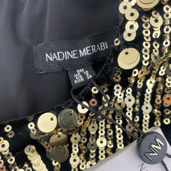 Nadine Merabi Katarina Black Gold Sequin Jumpsuit S/M NWT $545 - Picture 12 of 13